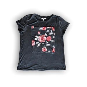 Embroidered Flower Graphic Blouse, Size S